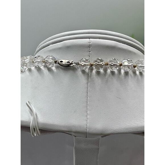 Faceted Rock Crystal Graduated Vintage Gold Filled Clasp Single Strand Necklace - Picture 7 of 16